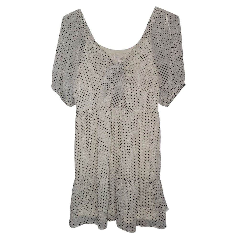 NWT LC Lauren Conrad White & Black Polka Dot Tie Front Babydoll Dress - Small - Picture 2 of 6